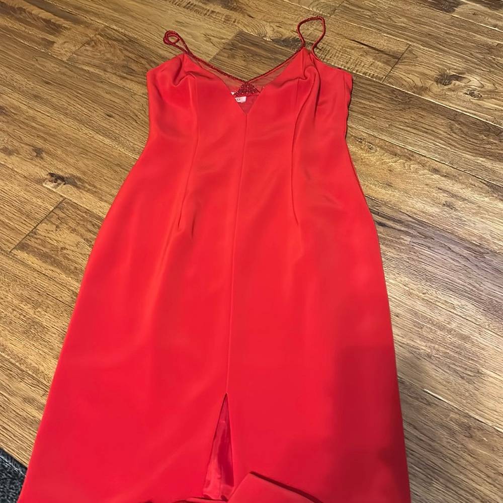 Bright Red Dress Niteline Size 4 with Front Slit